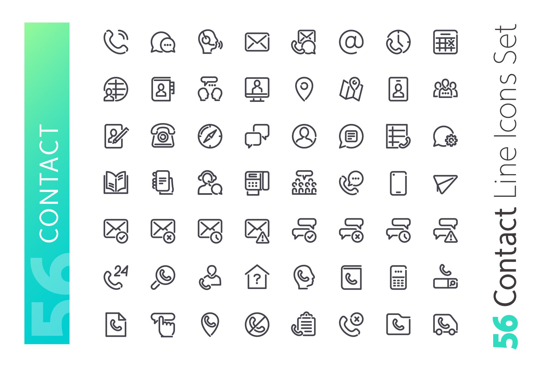 Contact Line Icons Set preview image.