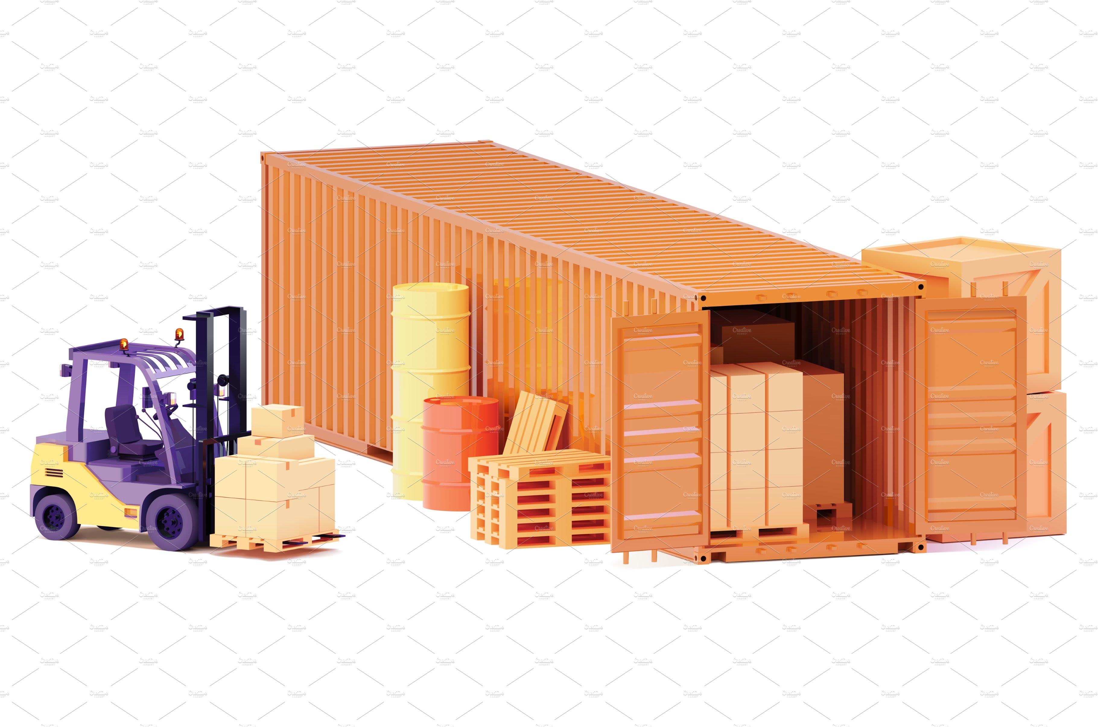 Vector shipping container and cover image.