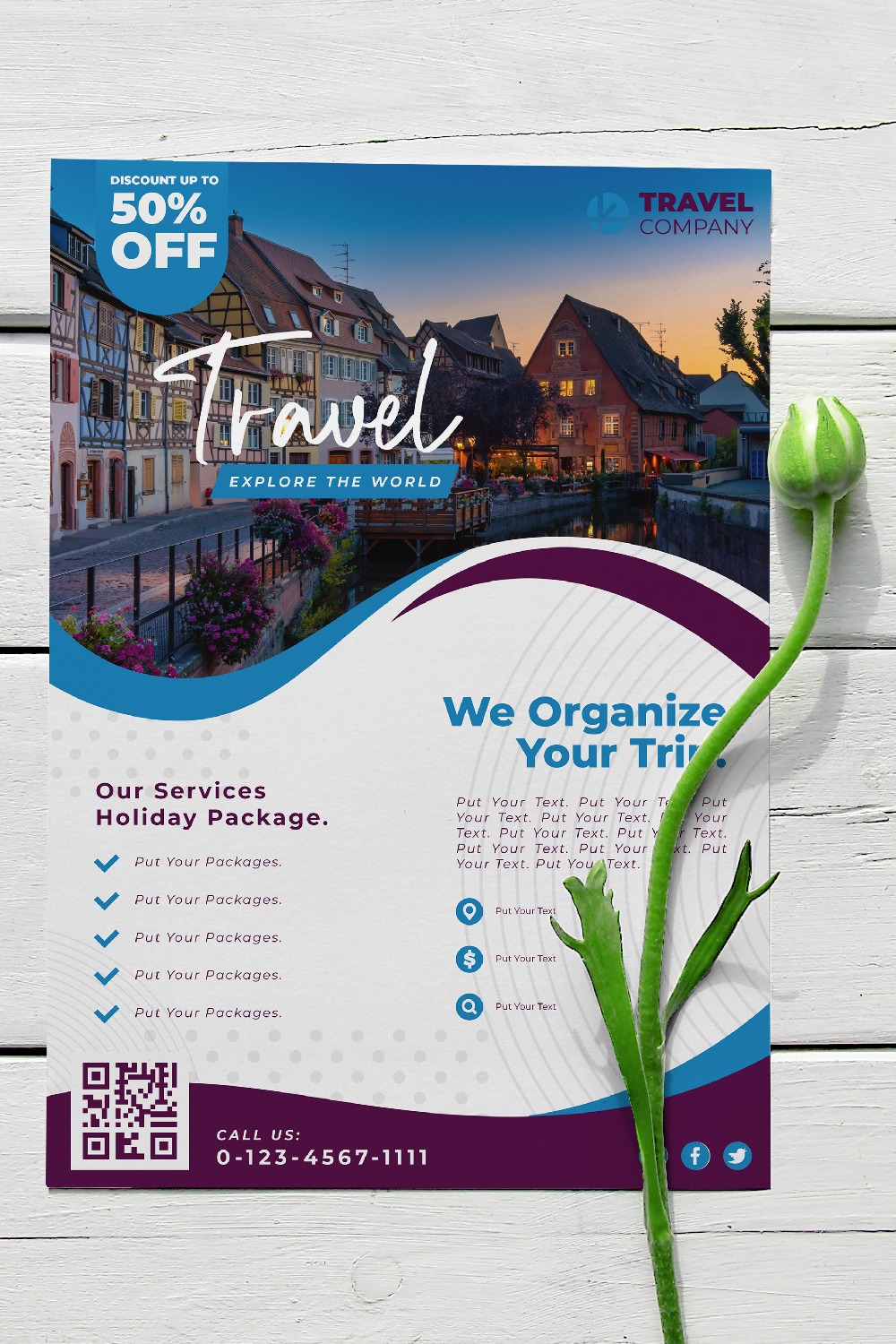 Corporate Flyer Design Template pinterest preview image.