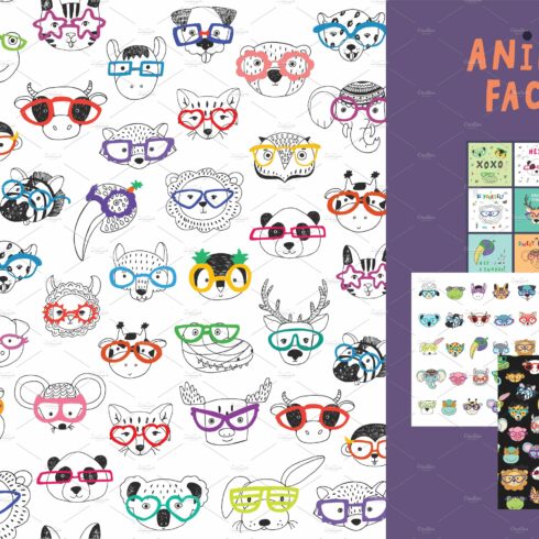 Animal Faces In Trendy Glasses cover image.