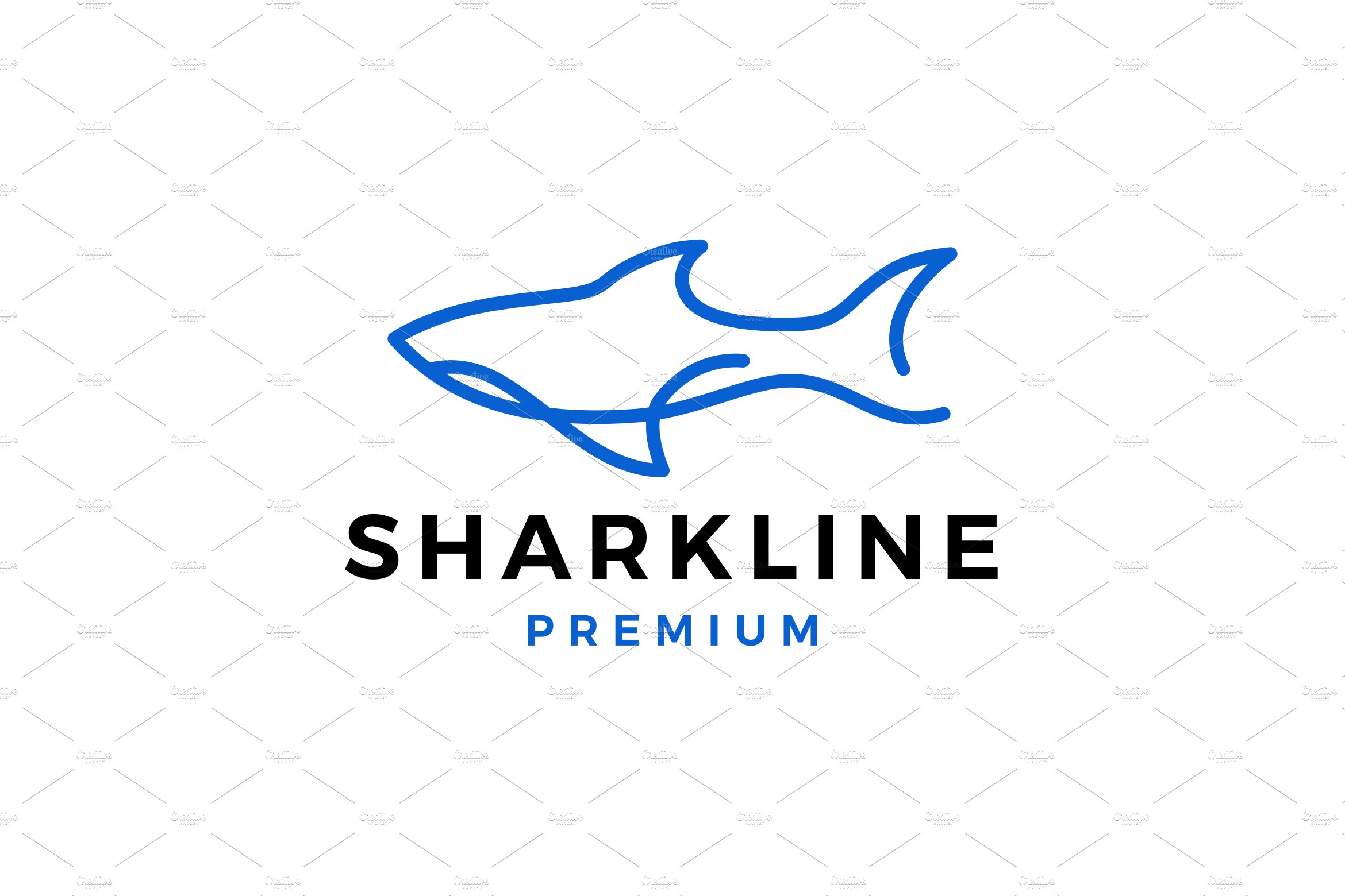 shark monoline line art logo vector cover image.