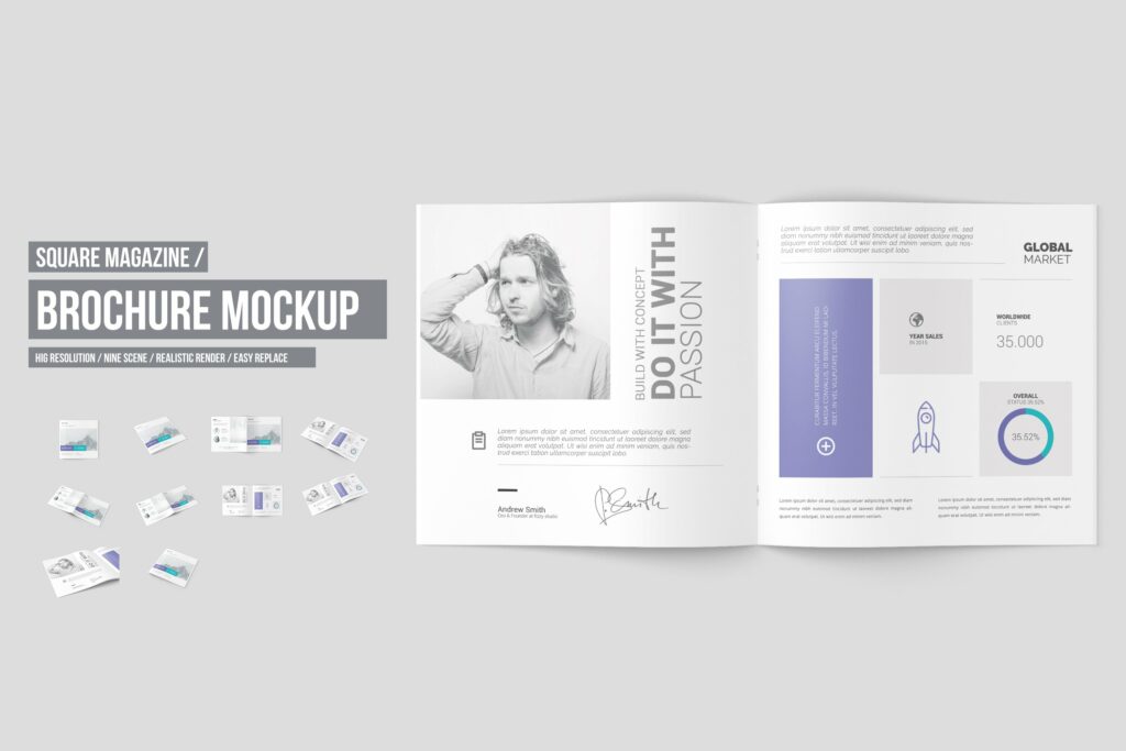 Square Brochure / Magazine Mockup – MasterBundles