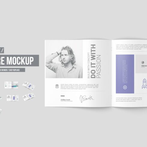 Square Brochure / Magazine Mockup cover image.