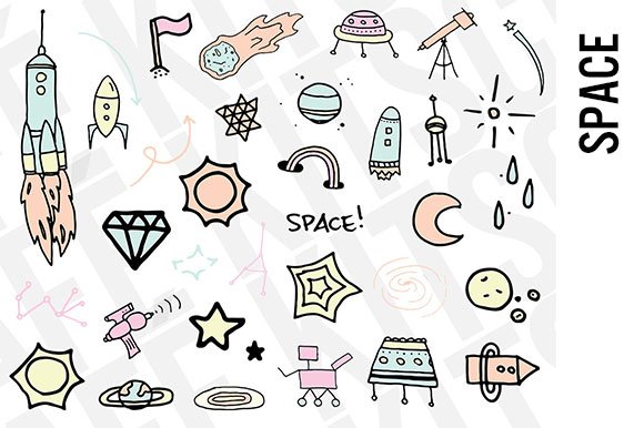Space Doodle Clipart cover image.