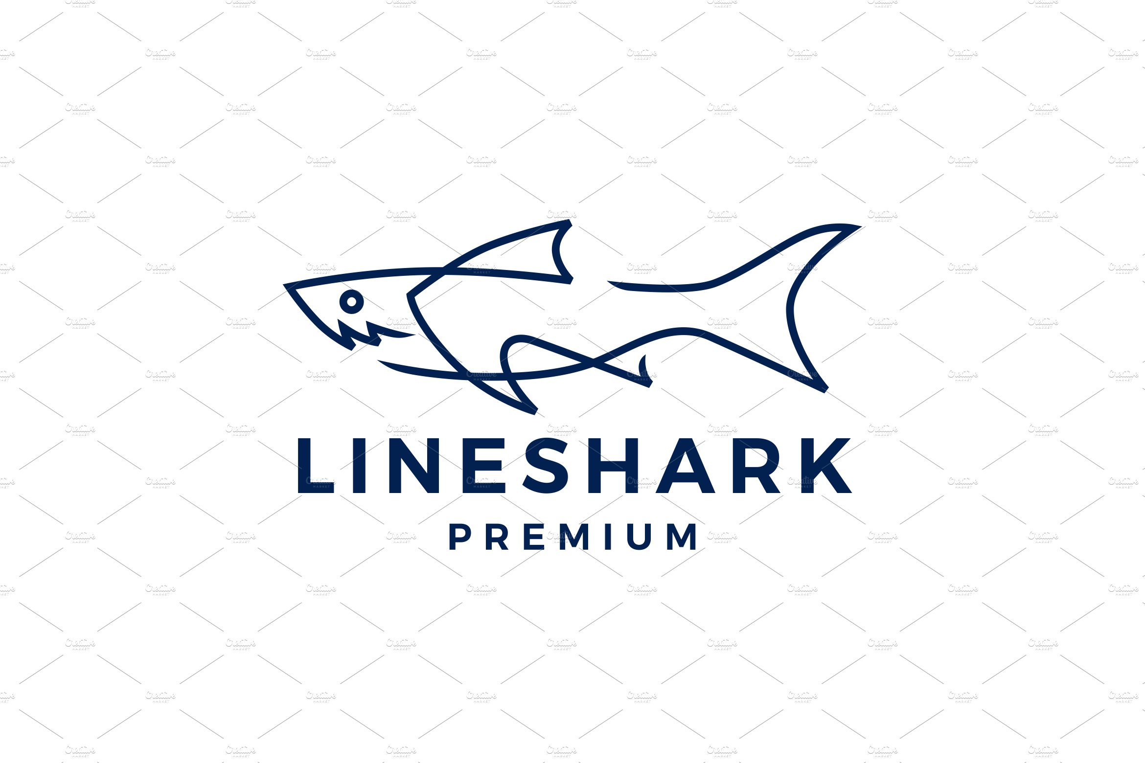 shark monoline line art logo vector cover image.