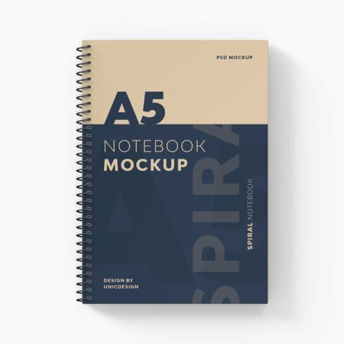A5 Spiral Notebook Mockup cover image.