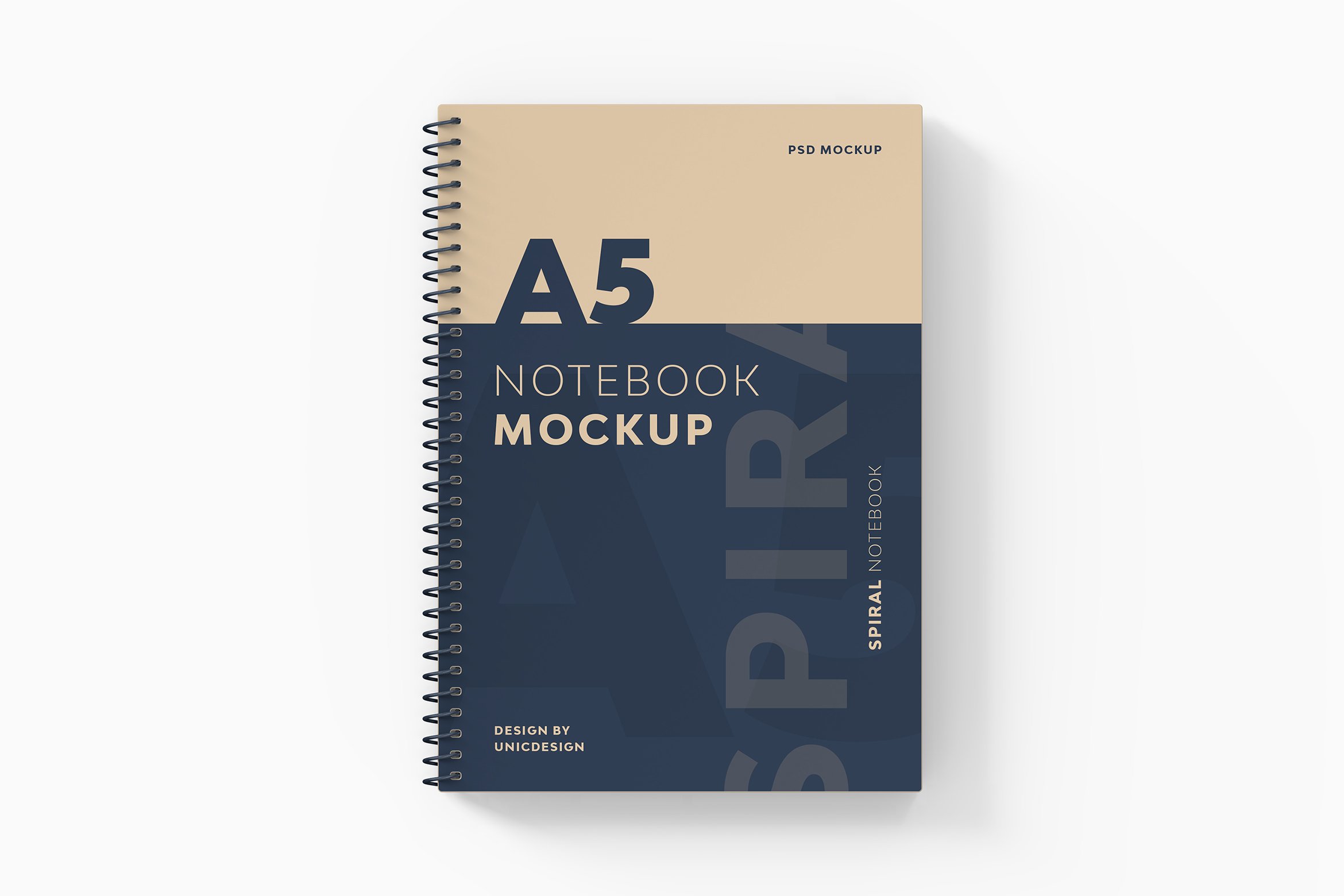 A5 Spiral Notebook Mockup cover image.