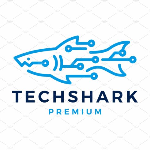 shark tech technology logo vector cover image.