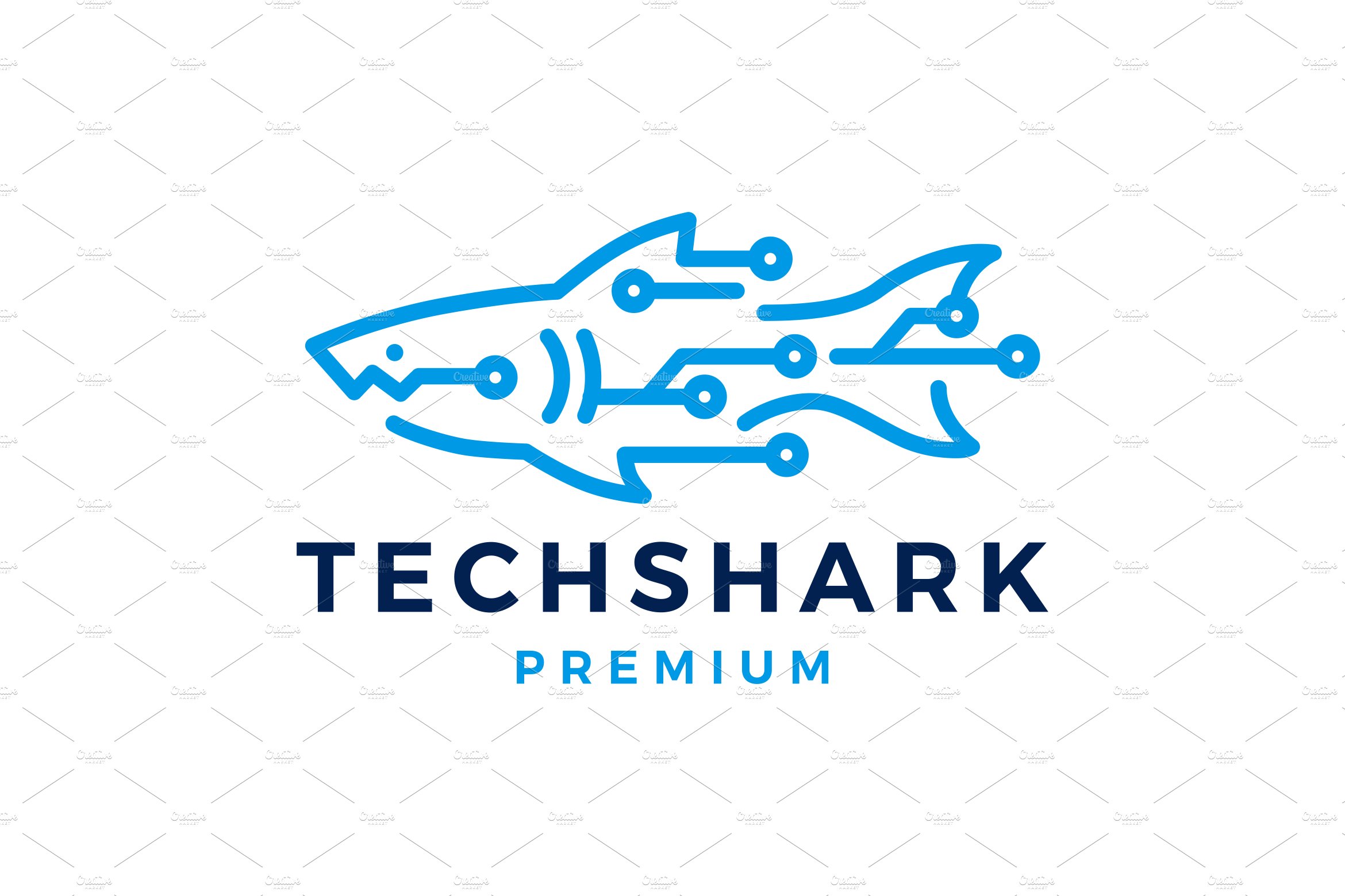 shark tech technology logo vector cover image.