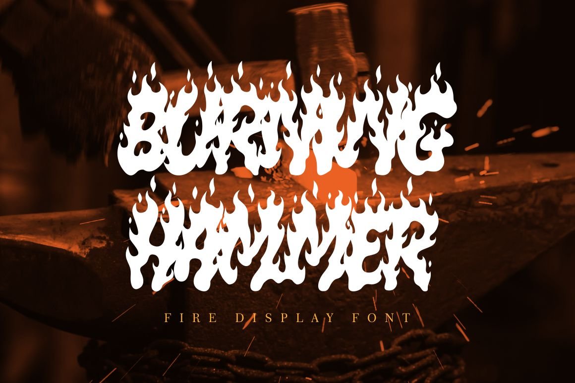 Burning Hammer - Fire Display Font cover image.