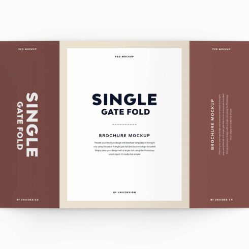 Single Gate Fold Brochure Mockup cover image.