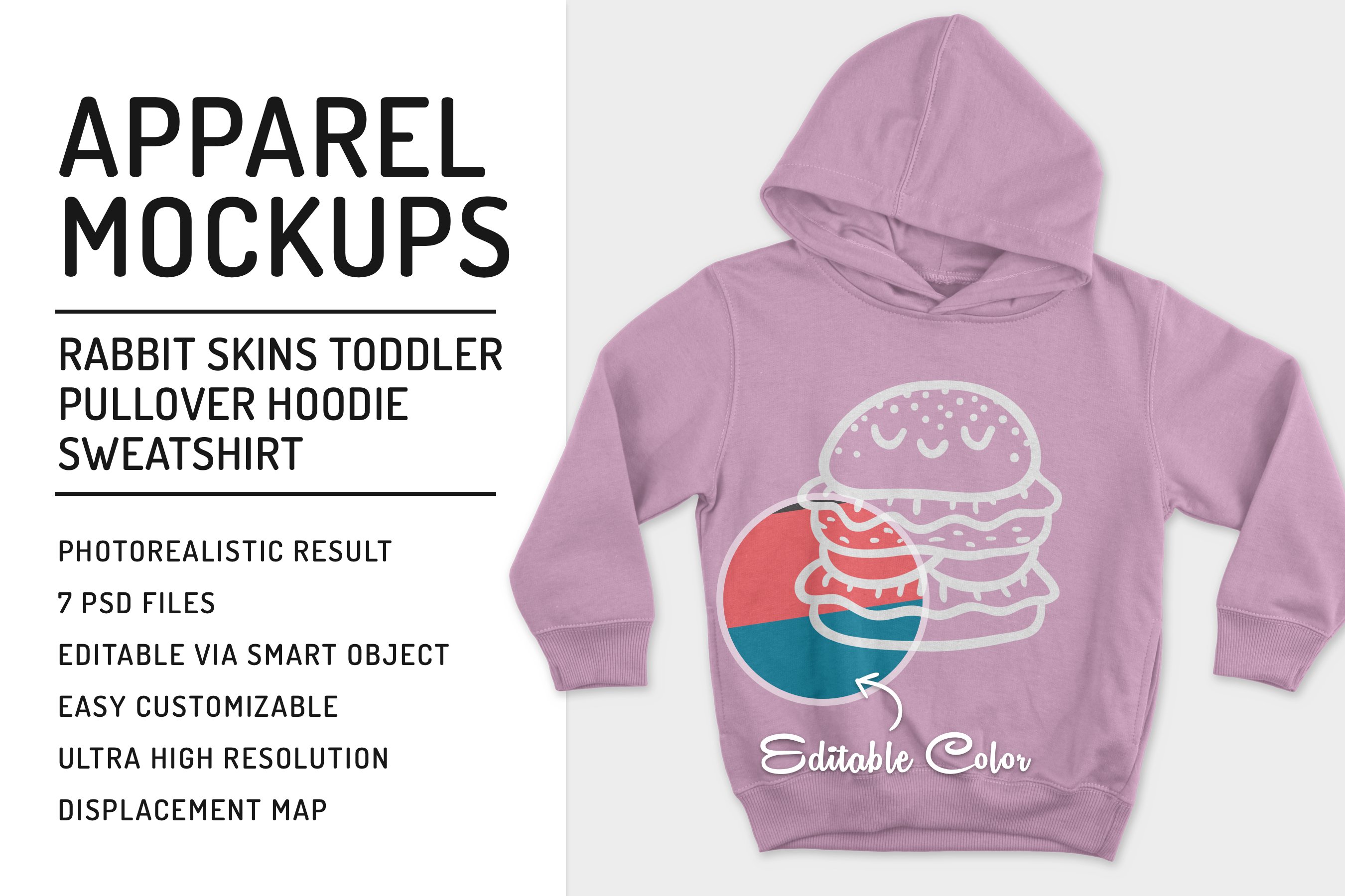 Toddler Pullover Sweatshirt Mockups cover image.