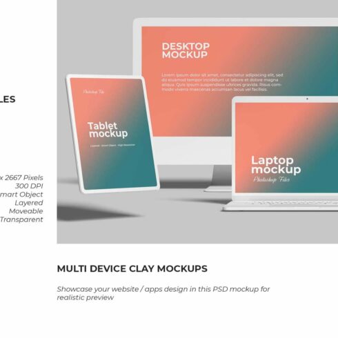 Multi Device Clay Mockups cover image.