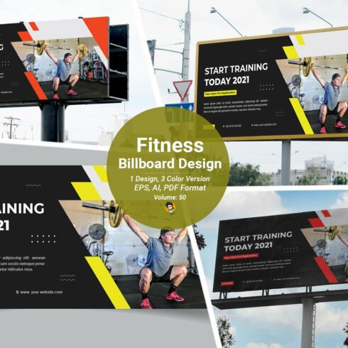 Modern Gym Fitness Billboard Design cover image.