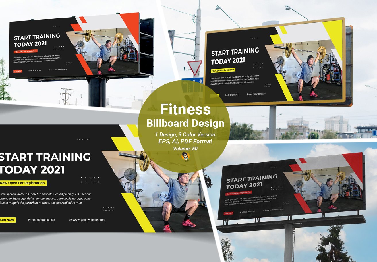 Modern Gym Fitness Billboard Design cover image.