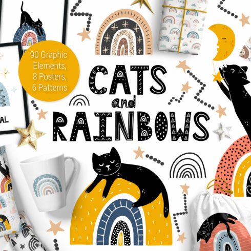 Cats and Rainbows Graphic Pack cover image.