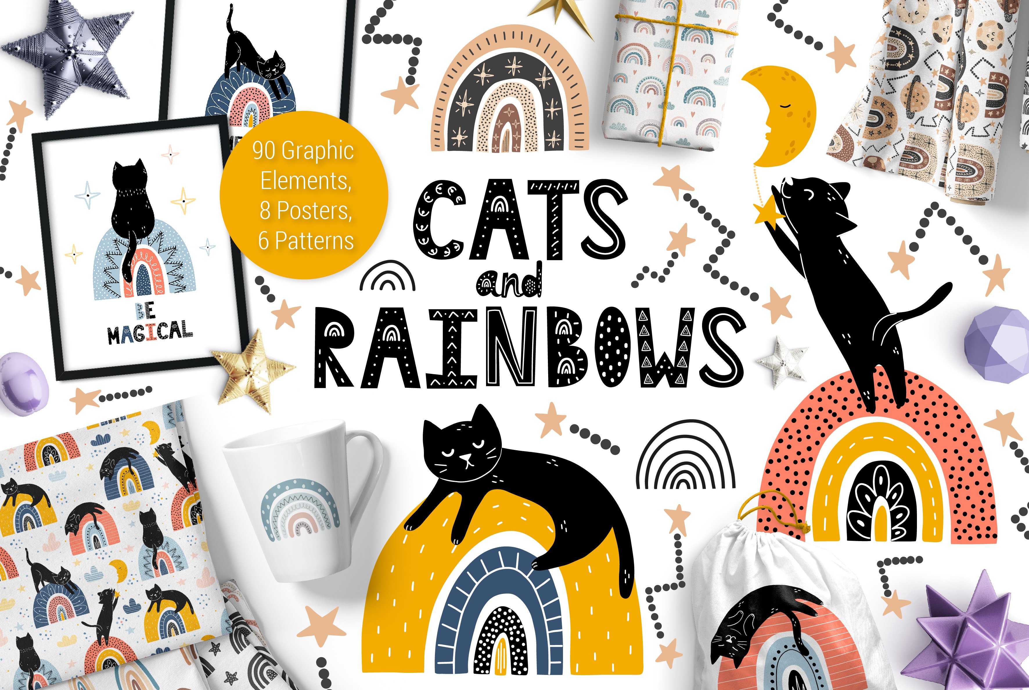 Cats and Rainbows Graphic Pack cover image.