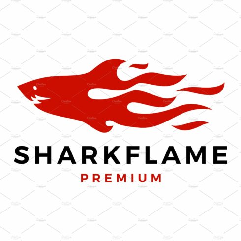 shark fire flame logo vector icon cover image.