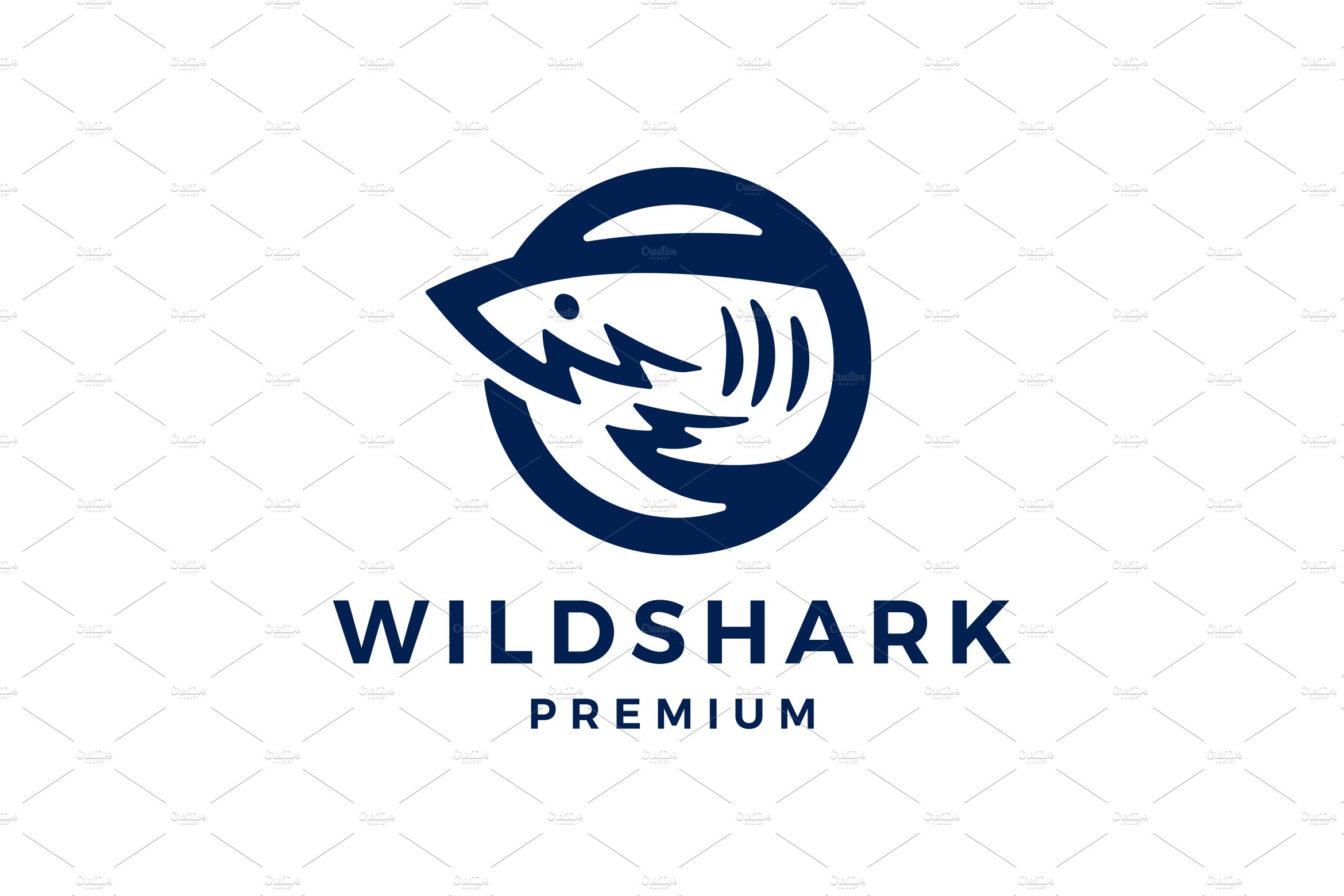 shark head round emblem logo vector cover image.