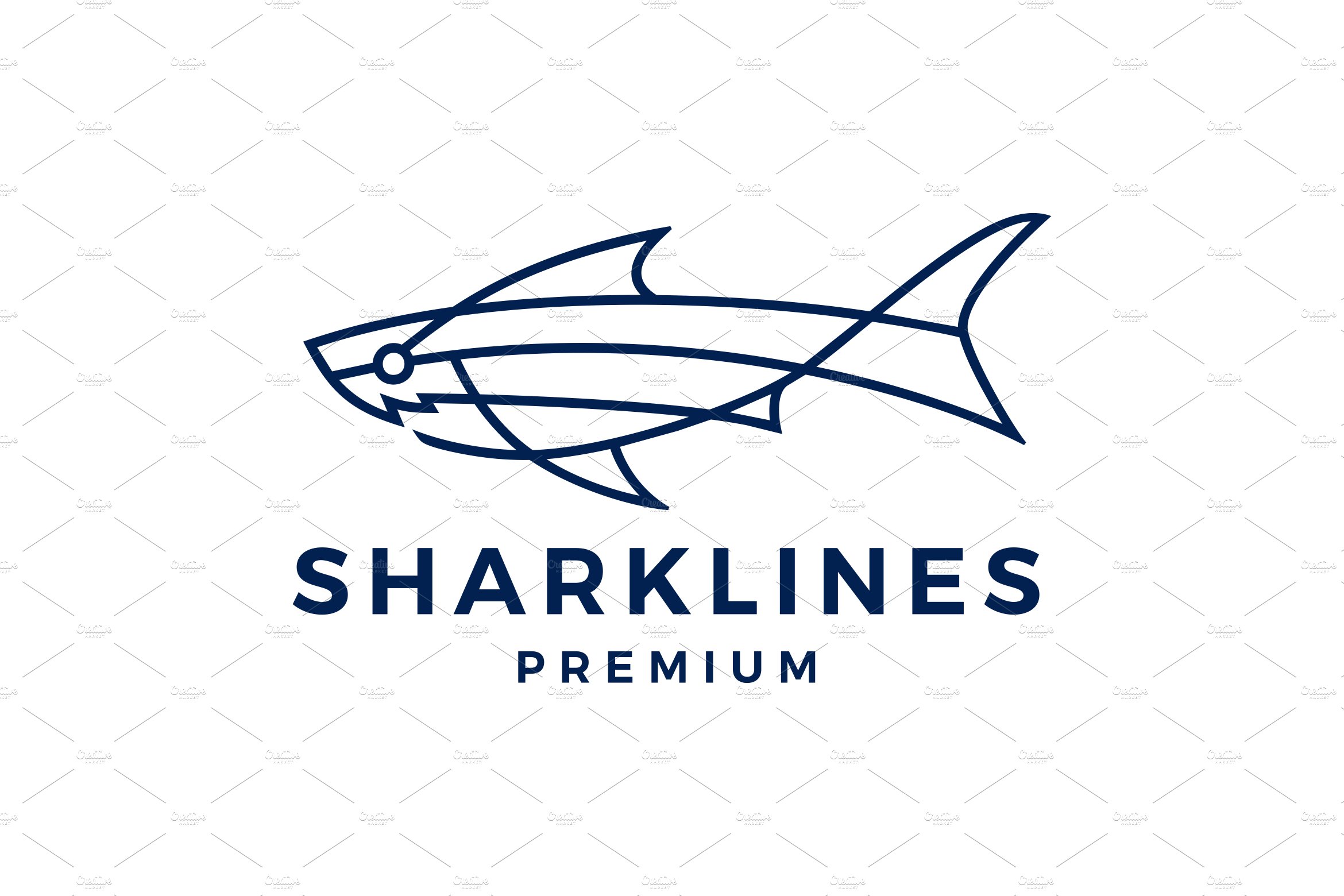 shark monoline line art logo vector cover image.