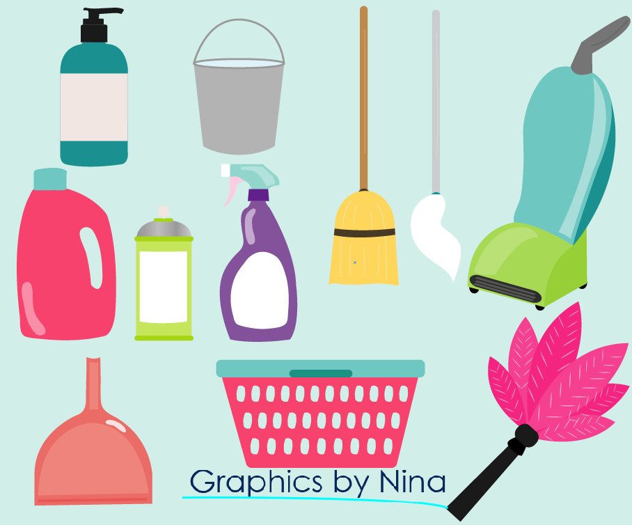 Cleaning Items Clipart cover image.