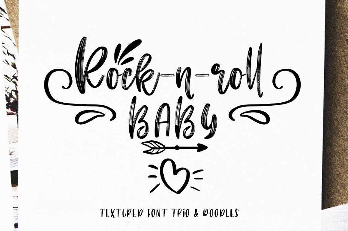 Rock-n-Roll Baby.Font trio+doodles cover image.