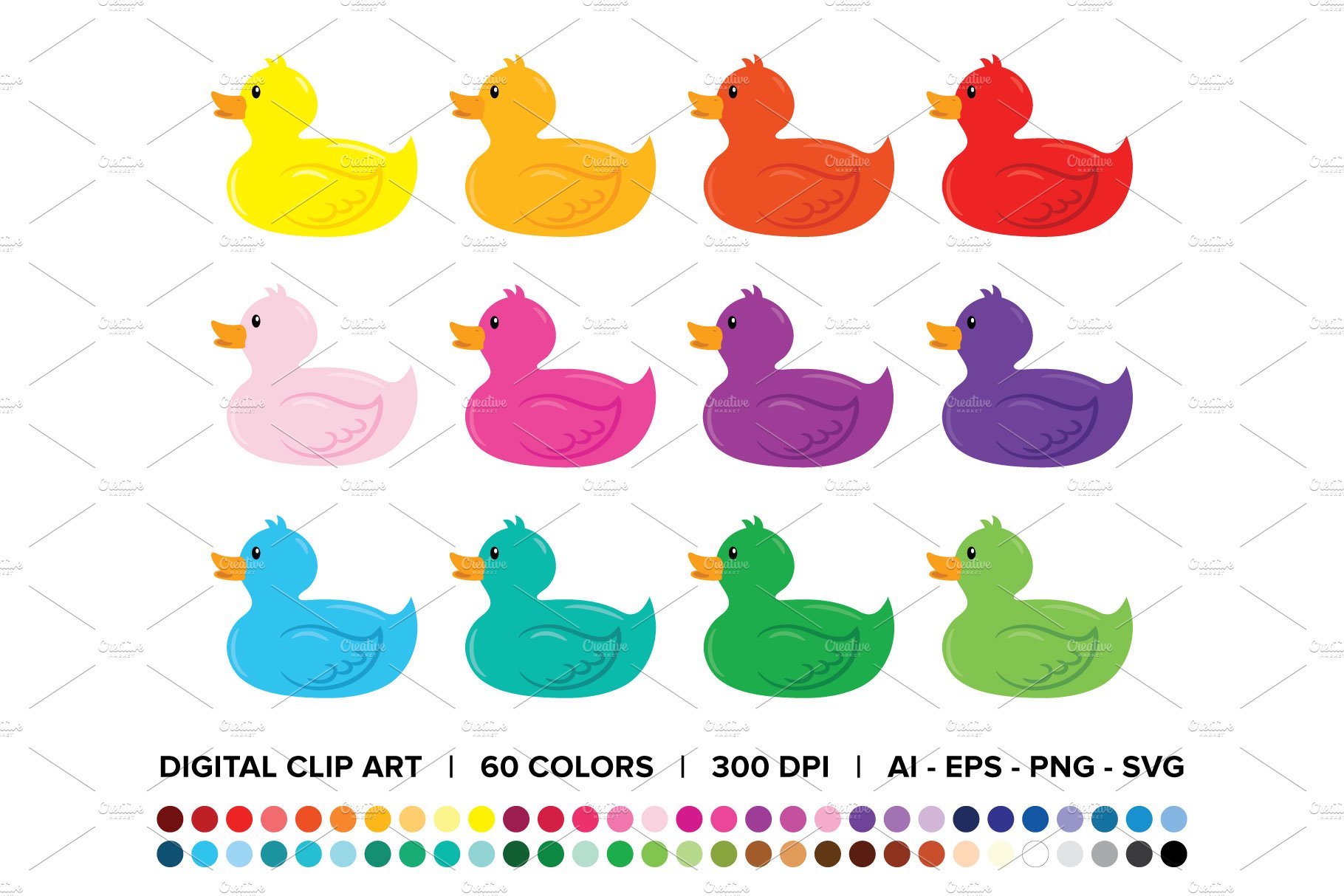 Rubber Duck Clip Art Set cover image.