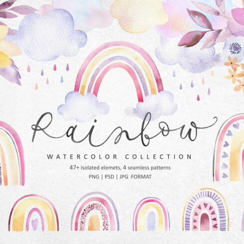 Watercolor floral rainbow cover image.