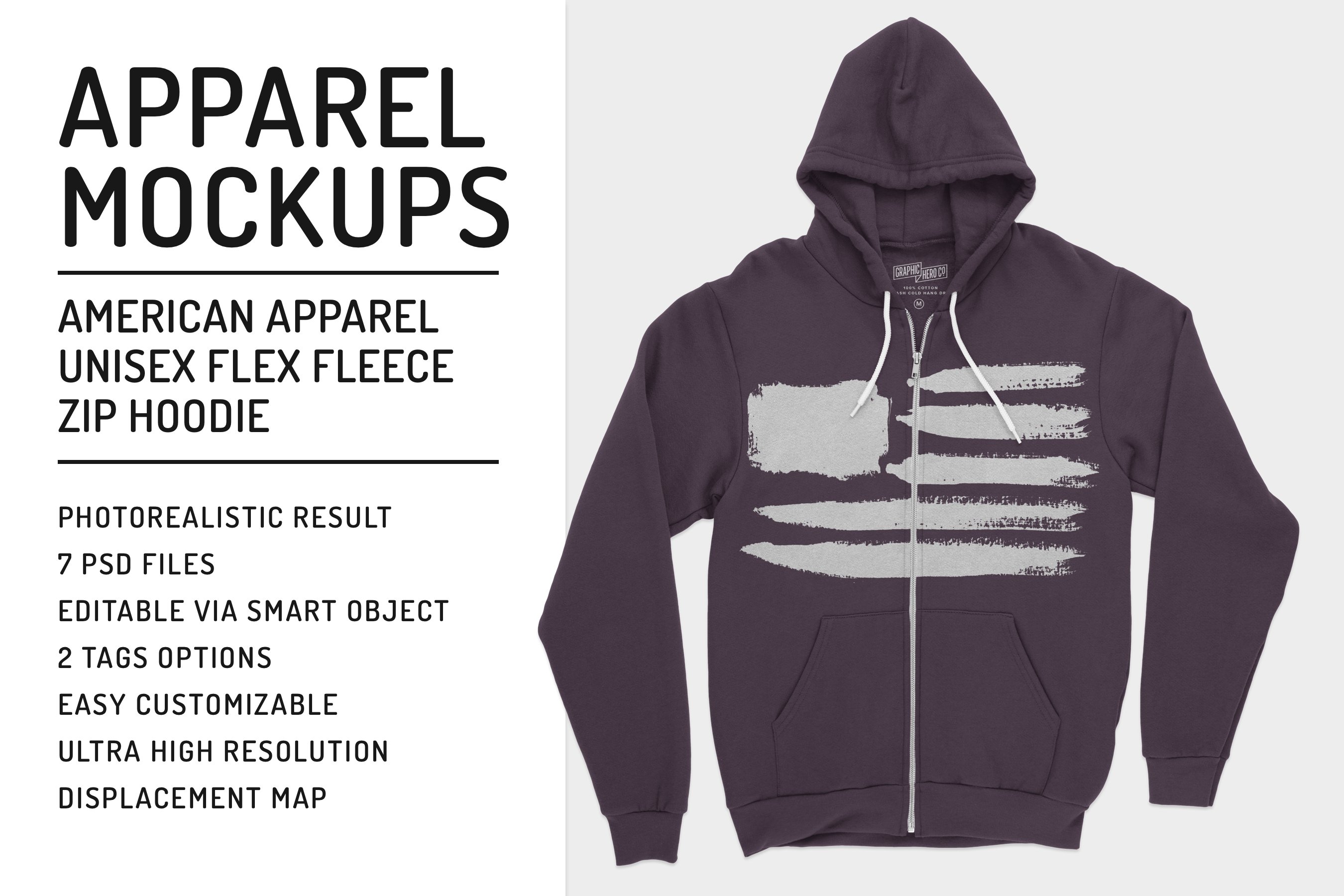 ZipUp Hoodie Flex Fleece Mockups cover image.