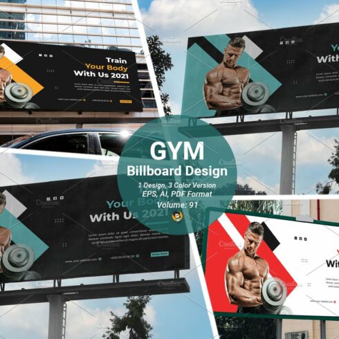 Fitness & Gym Billboard Template cover image.