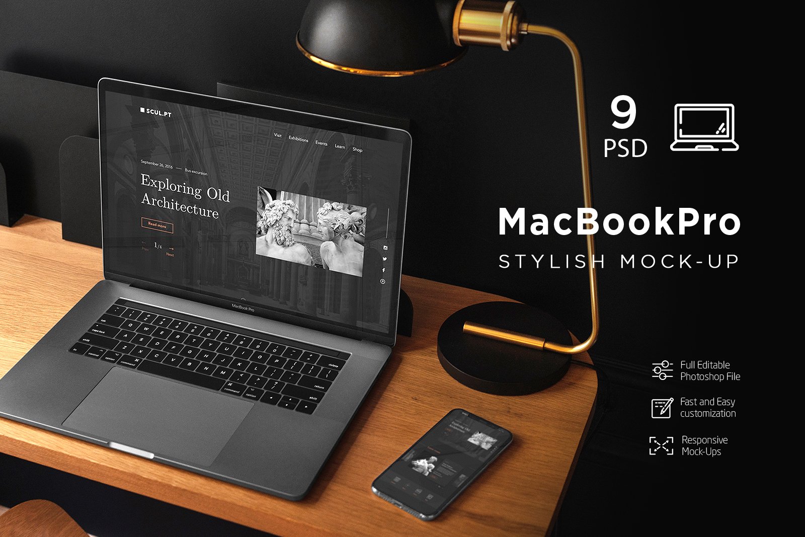 MacBook Pro Stylish MockUp cover image.