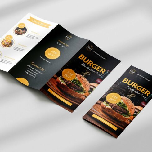 BURGER Trifold Brochure Template cover image.