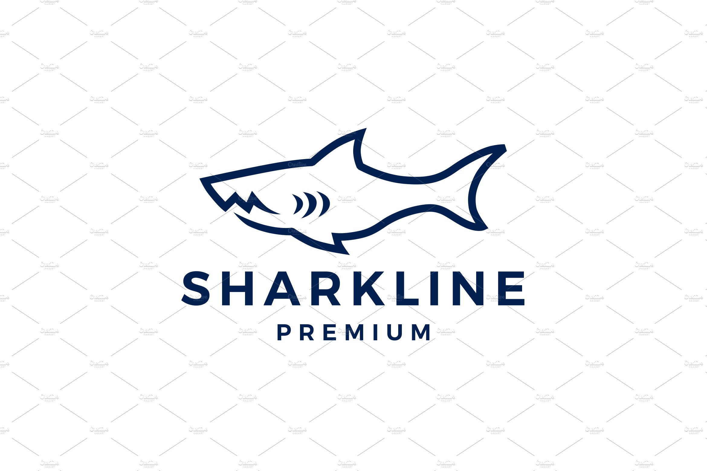 shark monoline line art logo vector cover image.