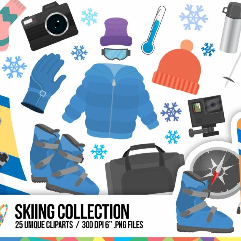 Skiing Cliparts Collection cover image.