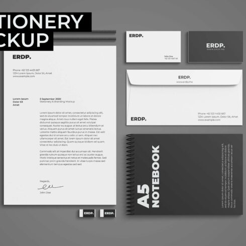 Stationery Mockup Photoshop template cover image.
