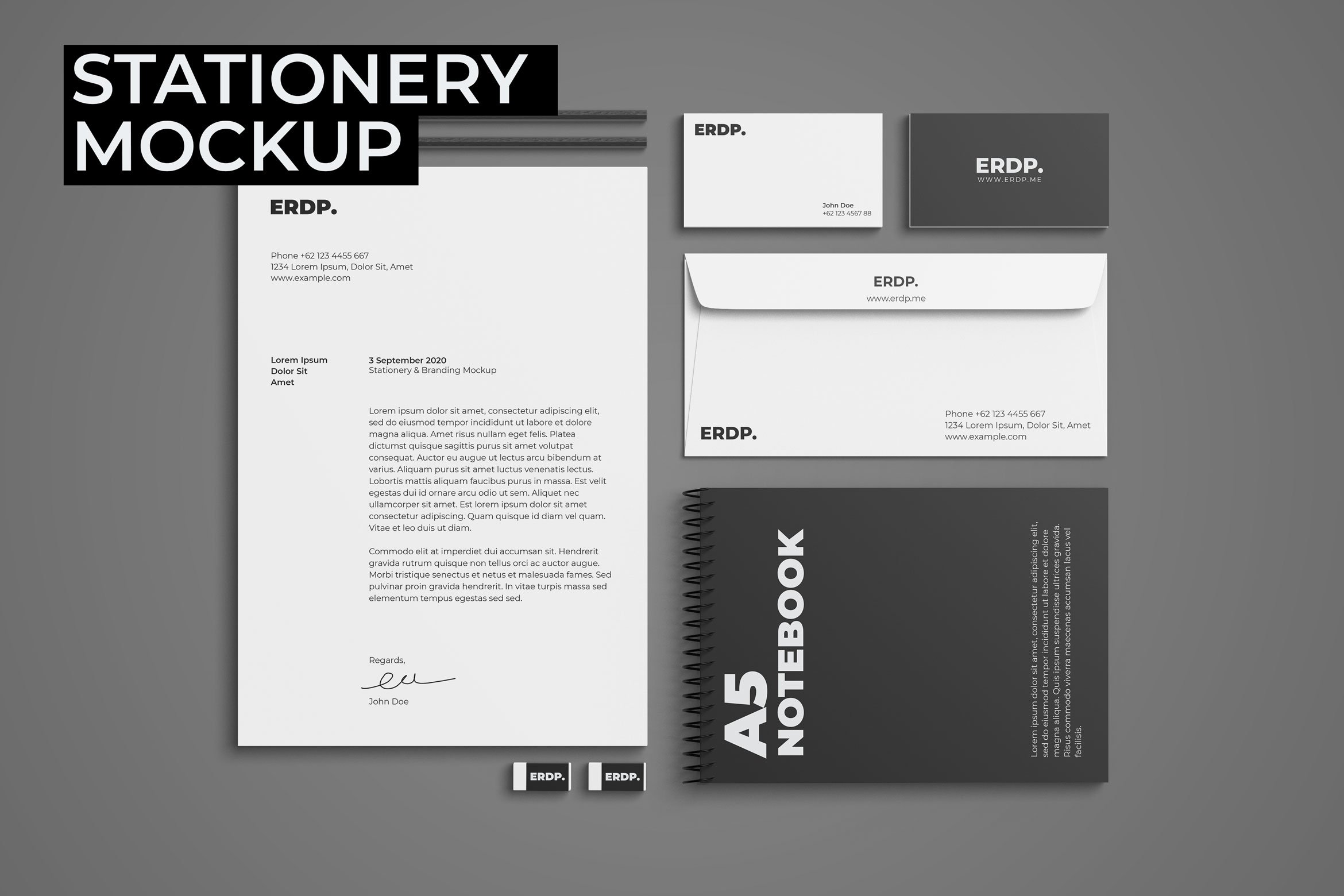 Stationery Mockup Photoshop template cover image.