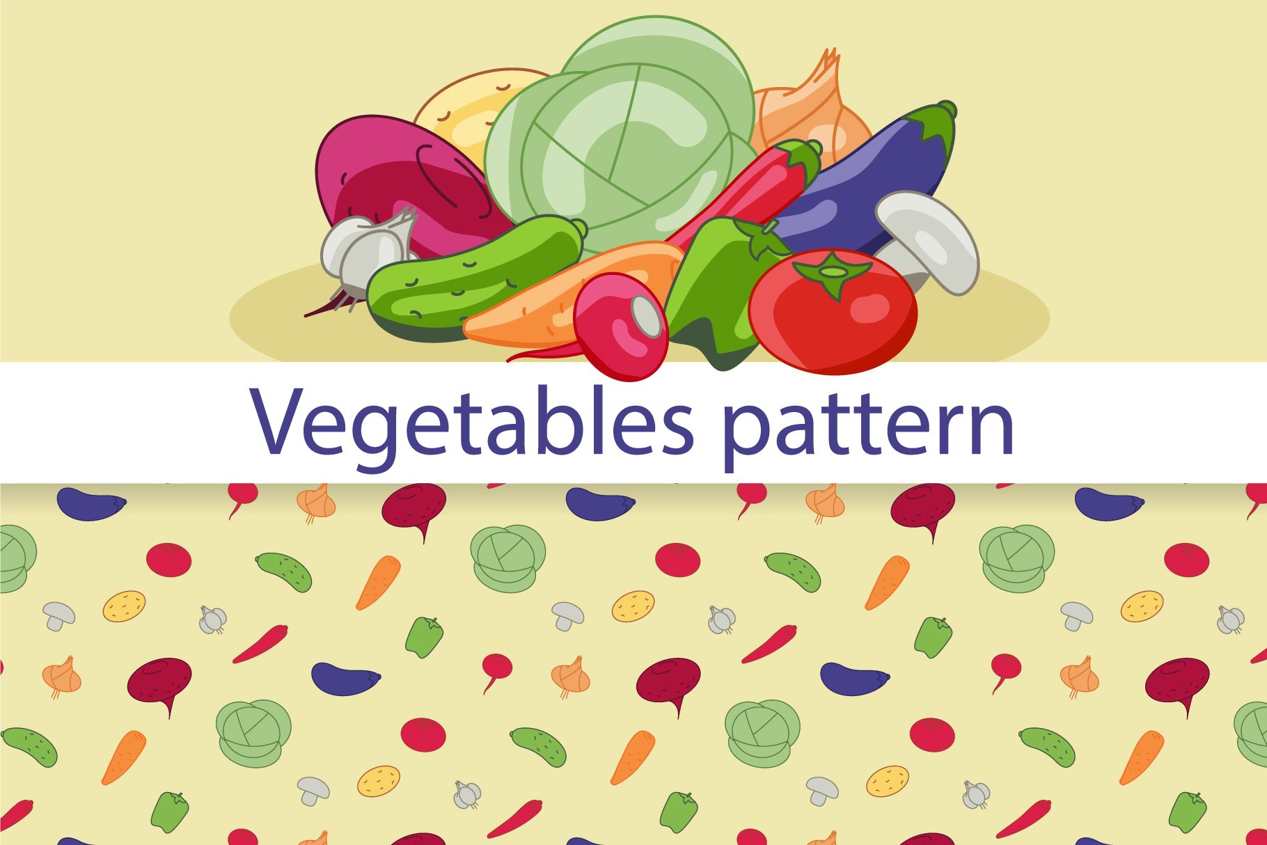 Vegetables seamless pattern cover image.