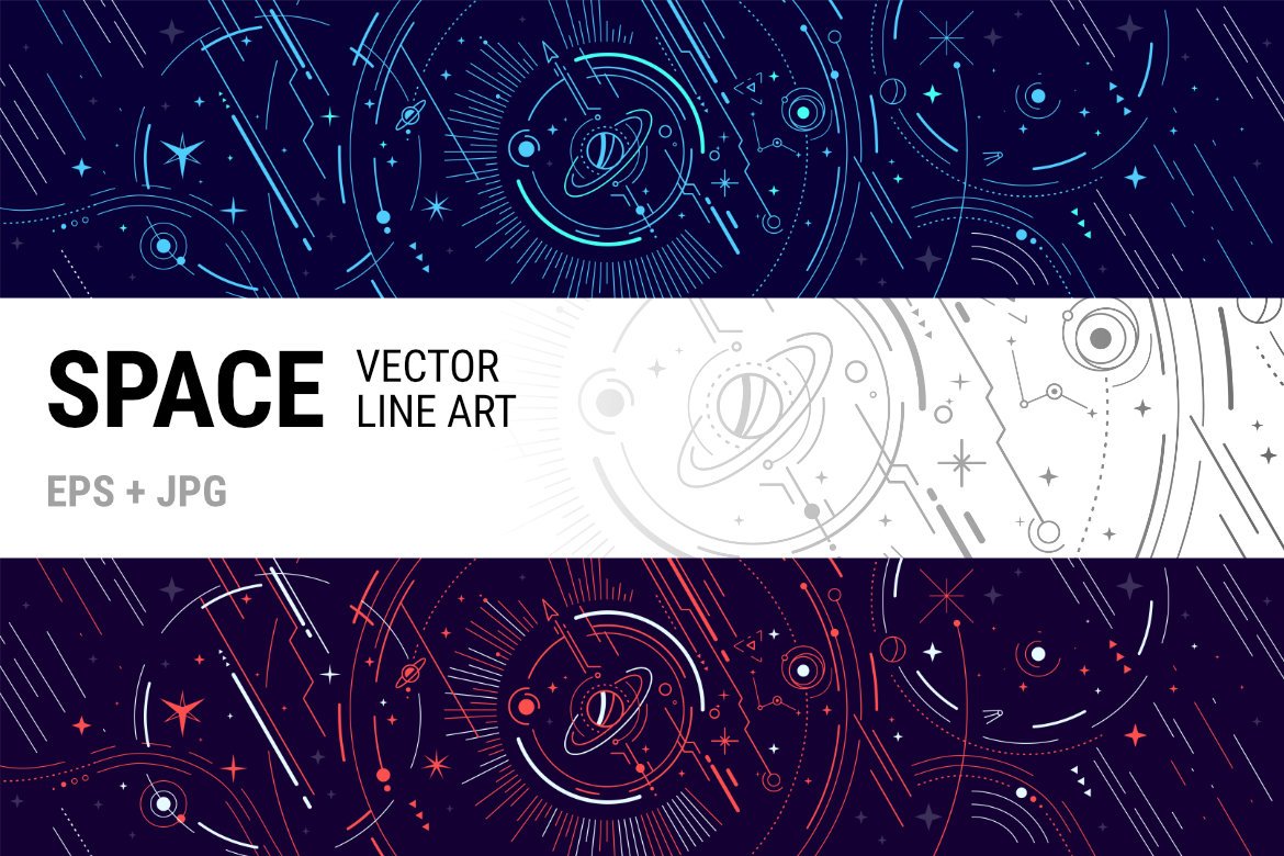 Abstract Space | Line Art Set cover image.