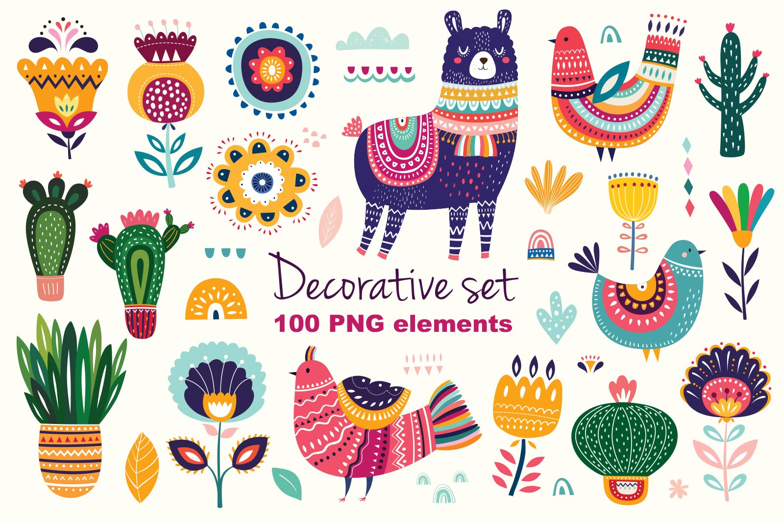 Big decorative set with Llama cover image.