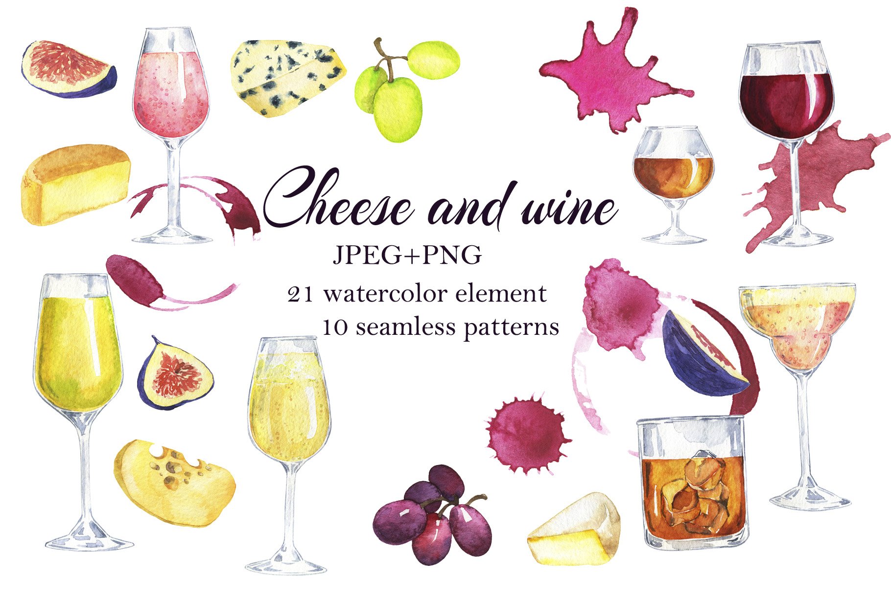 Cheese and wine watercolor cover image.