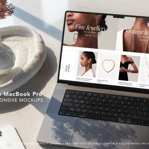 New MacBook Pro Responsive MockUps cover image.