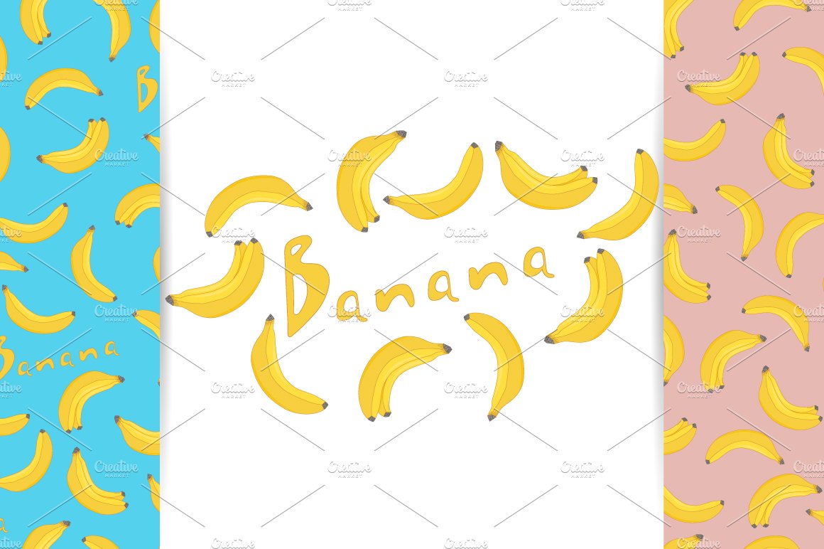 Banana Seamless Patterns. cover image.