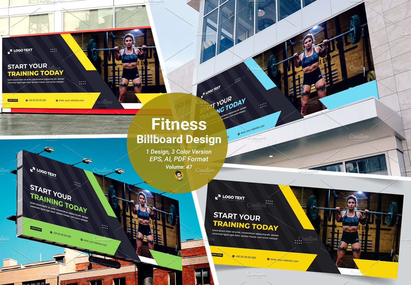 Gym Fitness Billboard Design cover image.