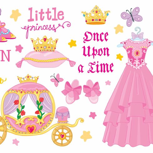 Your little princess. Vector set cover image.