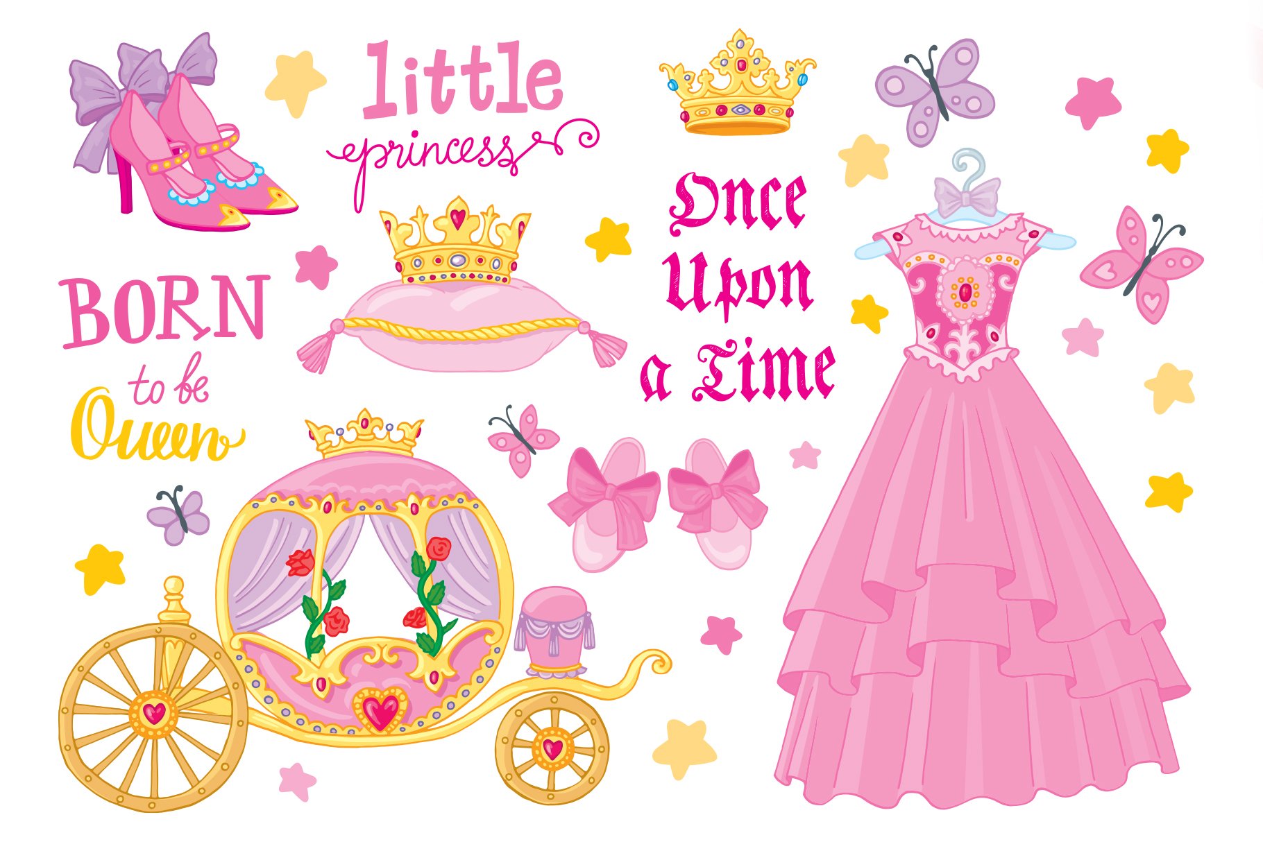 Your little princess. Vector set cover image.