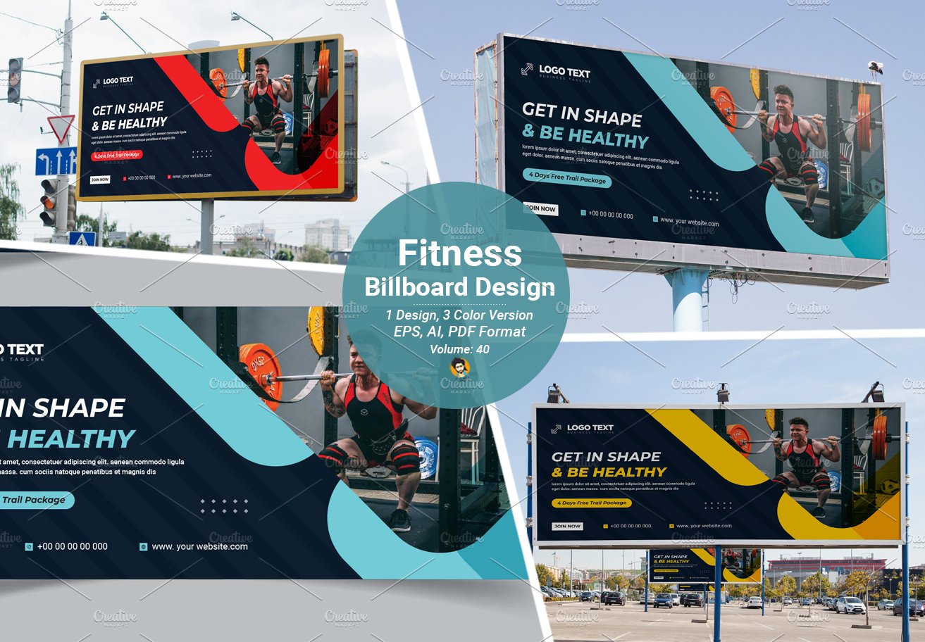 Modern Fitness Gym Billboard Design cover image.