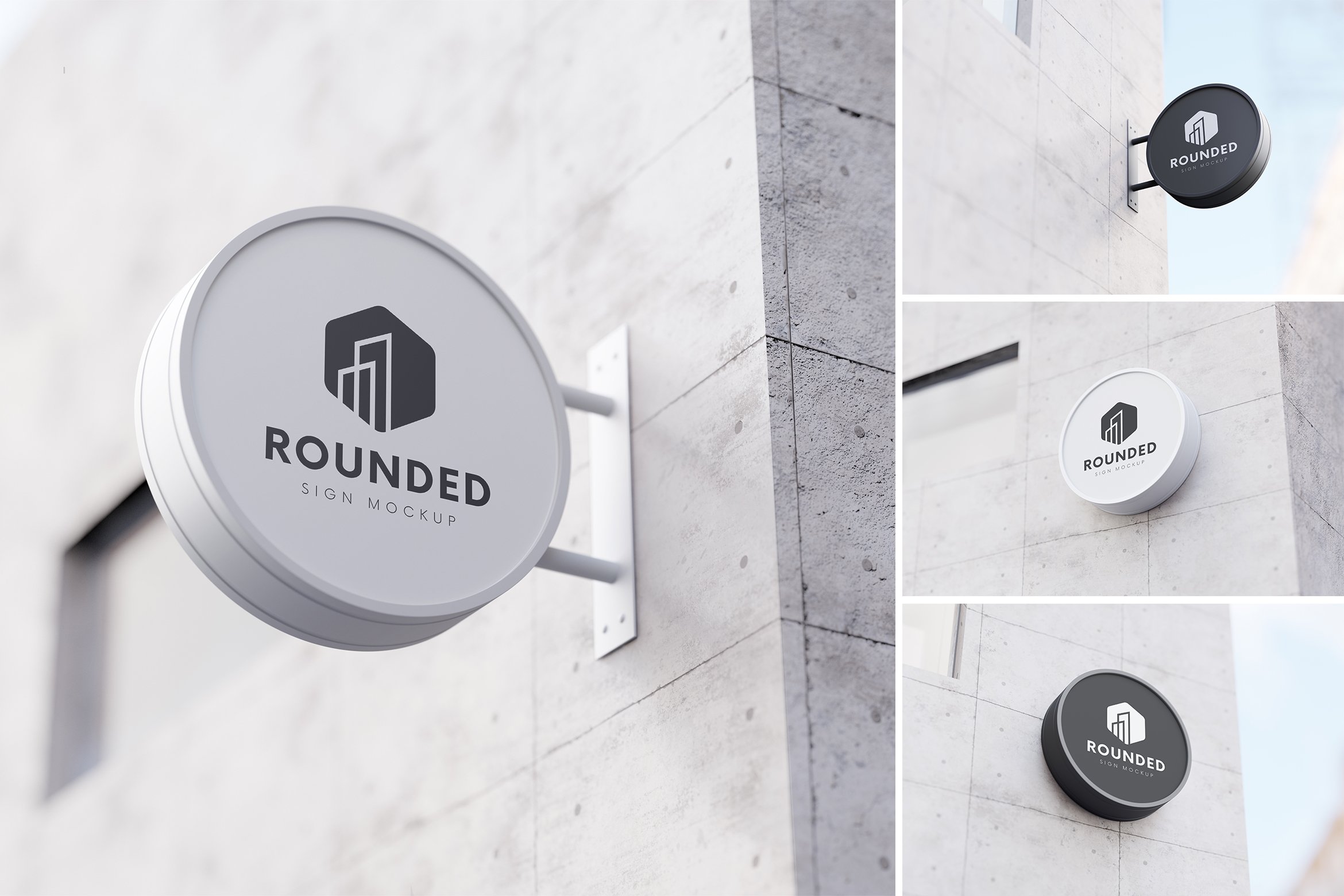 Round Wall Mounted Sign Mockups cover image.