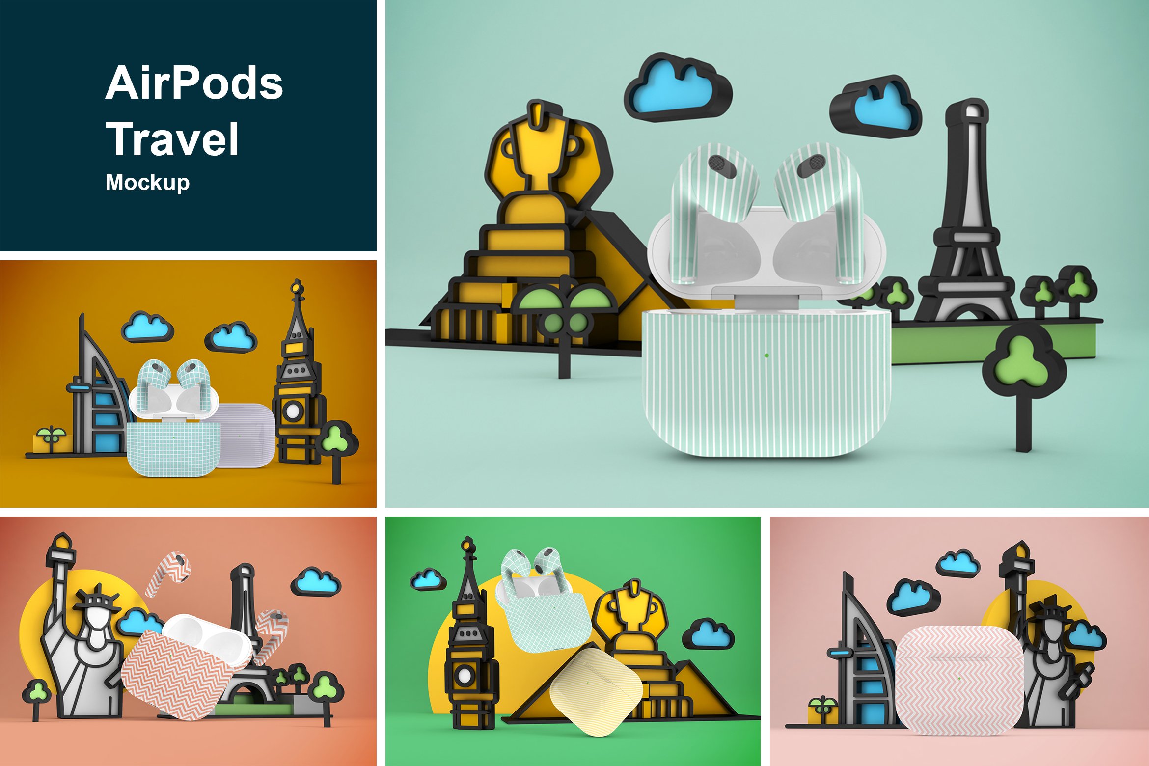 AirPods Travel Mockup cover image.