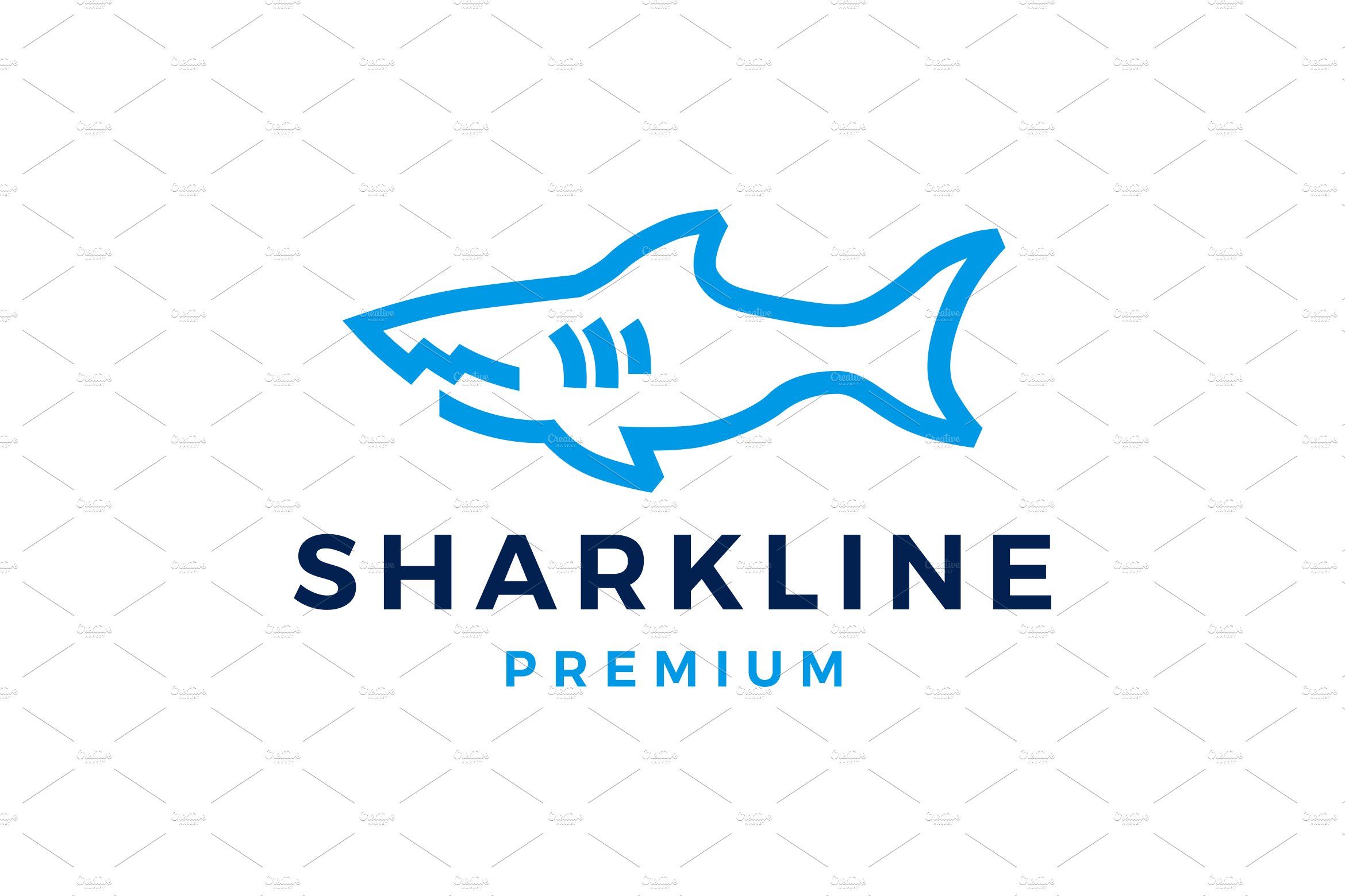 shark monoline line art logo vector cover image.