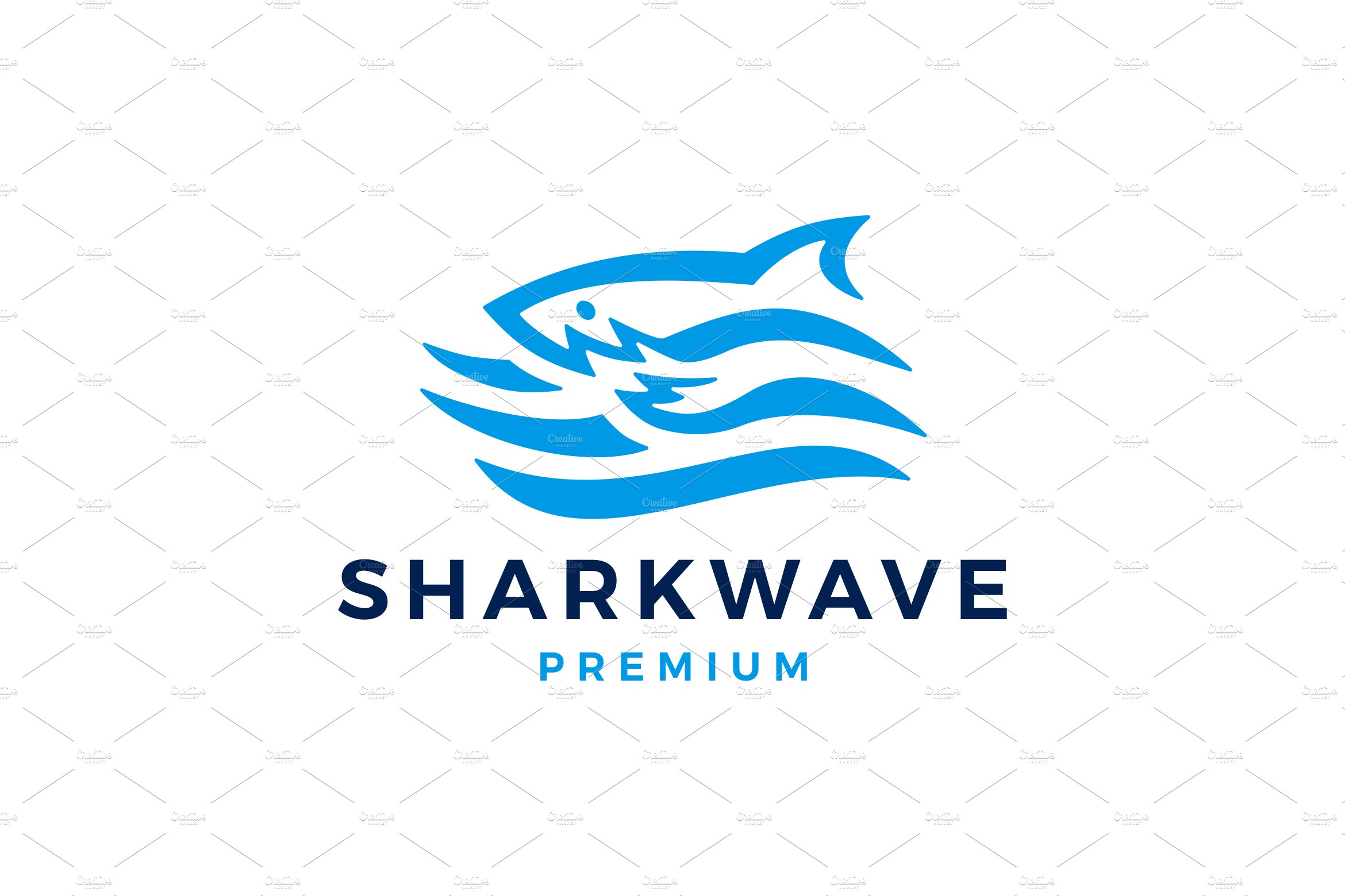 shark wave sea water logo vector cover image.